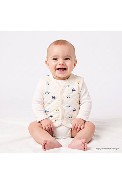 ebebek Hello Baby HelloBaby Erkek Bebek Kapitone Yelek Araba Baskılı Çıtçıtlı...