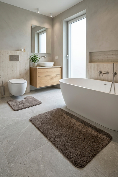 barsin home Vizon Soft Shaggy 2'li Takım Banyo Paspası Su Emici,Makinede Yıka...