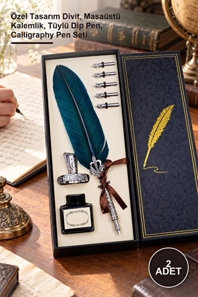 Yenilig 2 Pieces Desktop Feather Dip Pen Set – Special Design Dip Pen, Deskto...