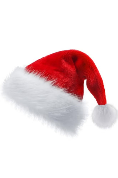 GGEROU Classic Santa Hat, Red Plush Christmas Hat with White Faux Fur Trim an...