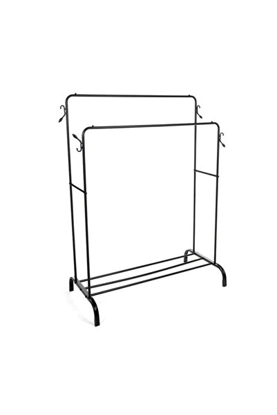 ACTEN حامل ملابس من تيبا هوم بقضبان مزدوجة، 110×158×34 سم - أسود