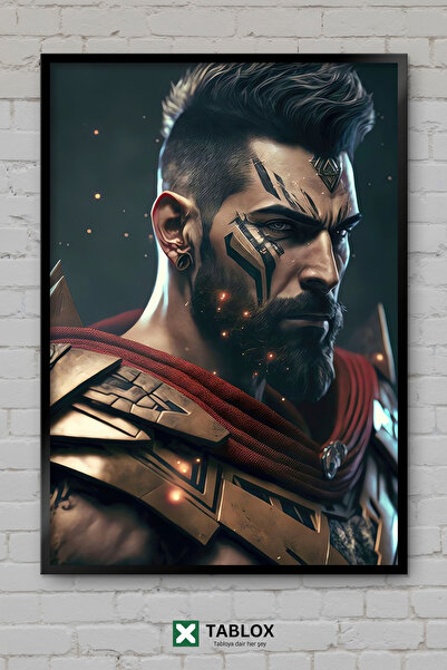 tablomaxtbx Cyberpunk Leonidas Sparta King Sci-Fi Αφίσα Τέχνης με Πλαίσιο Εμφ...
