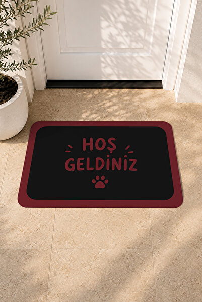 Patili Hoş Geldiniz Evcil Hayvan Temalı Dekoratif Kapı Önü Paspası