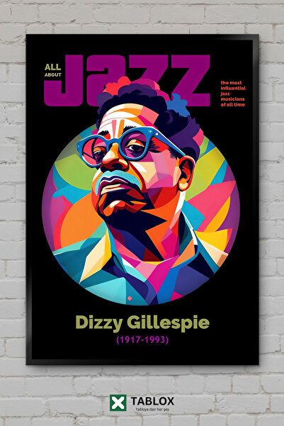 tablomaxtbx Dizzy Gillespie Wpap Jazz Μουσική αφίσα με τρομπέτα, διακοσμητικό...