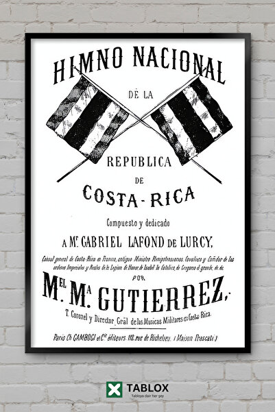 tablomaxtbx Mapa zastave Kostarike Putovanje Zemlja Poster Umjetnički okvir I...