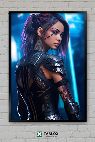 tablomaxtbx Αφίσα επιστημονικής φαντασίας Cyber ​​Siber Armor Girl, διακοσμητ...