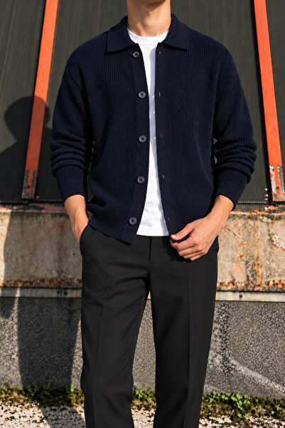 inpool Polo yaka, düğmeli, regular-fit, casual, basic triko örgü hırka 26PLTK23