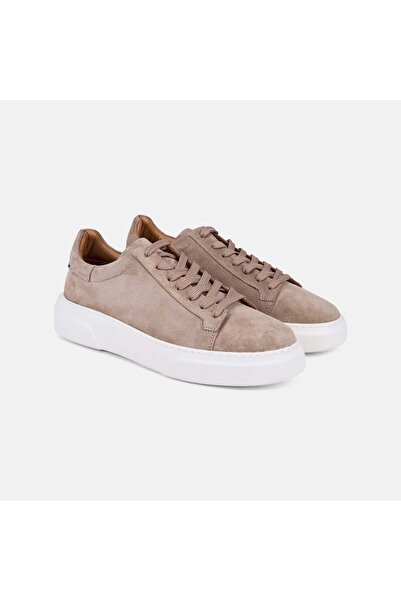 Desa Men's Mink Lace-Up Thick White Sole Suede Sneaker