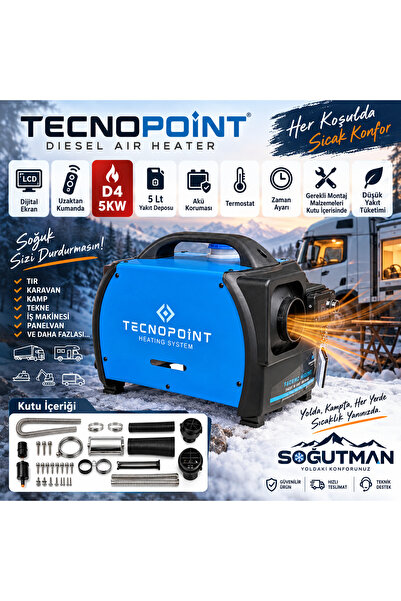 tecnopoint D4 5KW Çanta Tipi Dizel Isıtıcı 12V 24V 220V – Düşük yakıt tüketim...