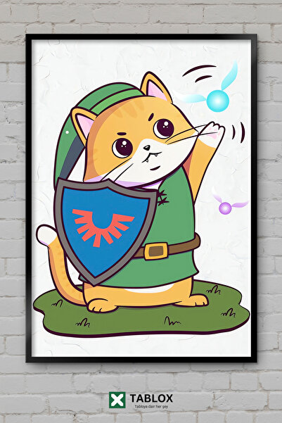 tablomaxtbx Cute Cat Kedi Knight Knight, Poster fantastic drăguț, Tablou deco...