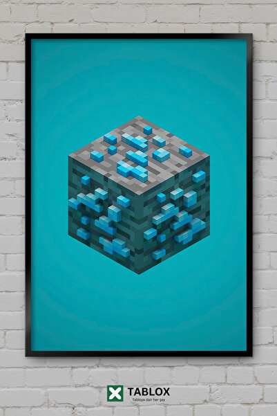 tablomaxtbx Kocka Ruda Dijamant Dijamant Voxel Umetnost Minecraft Poster Umet...