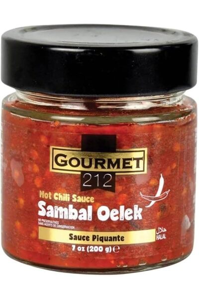 Gourmet212 Gourmet 212 Sambal Oelek Hot Chili Sauce, Pack of 2 x 200g - Vegan Gluten Free Chili Paste, Halal Certified, No Preservatives
