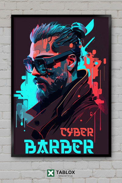 tablomaxtbx Cyber Siber Barber Berber Cyberpunk Αφίσα Επιστημονικής Φαντασίας...