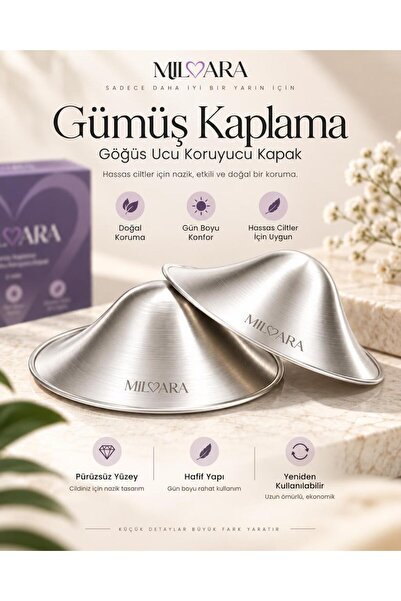 Milvara Gümüş kaplama göğüs ucu koruyucu kapak XL