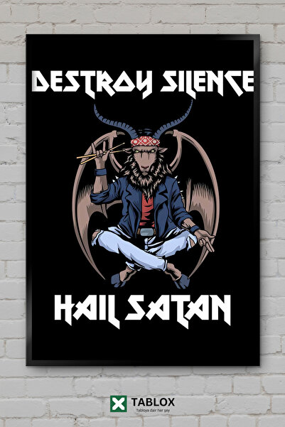 tablomaxtbx Διακοσμητικός πίνακας MDF με αφίσα ροκ Destroy Silence Hail Satan...