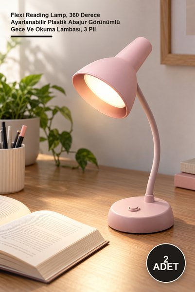 Yenilig 2 Adet Esnek Pilli Masa Lambası – Flexi Reading Lamp, 360 Derece Ayar...