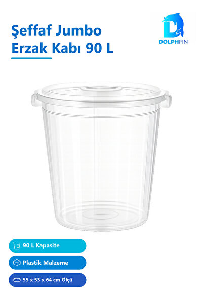 DolphFin Transparent Large Food Container 90 L Plastic Storage Container