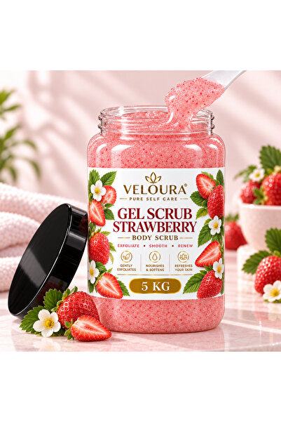 Veluora STRAWBERRY GEL SCRUB 5KG – SWEET & REFRESHING EXFOLIATING BODY SCRUB FOR HANDS, FEET & BODY