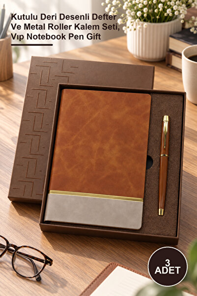 Yenilig 3 Pieces Teachers' Day Gift – Boxed Leather Patterned Notebook and Me...