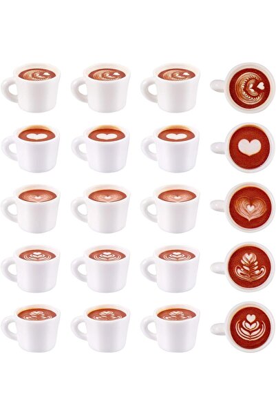 Arabest 20-Piece Resin Mini Coffee Cup Miniature Set,5 Styles Decorative Doll...