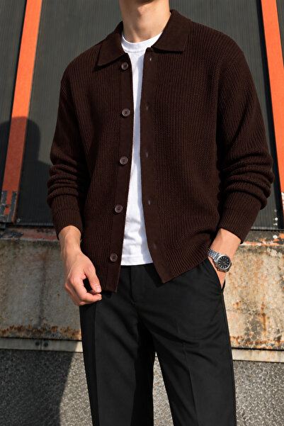 inpool Polo yaka, düğmeli, regular-fit, casual, basic triko örgü hırka 26PLTK23