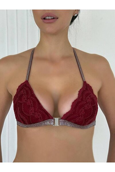 ARONA Glittery Front-Opening, Elastic Back, Non-Wired, Covered Single Bra.