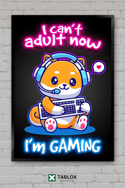 tablomaxtbx Αφίσα βιντεοπαιχνιδιών Dog Gaming Neon Dog Gamer με κορνίζα, διακ...