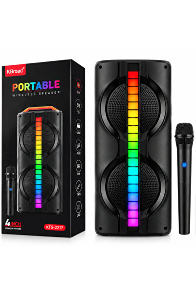BOXE Boxă portabilă KTS 2217 Bluetooth 20W 2×4 inch RGB Karaoke Microfon wire...