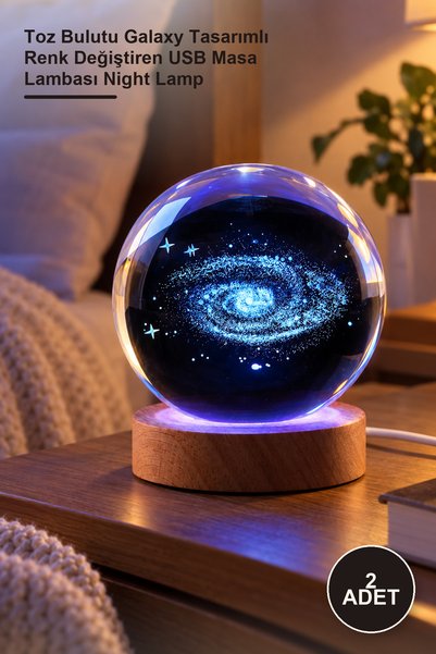 Yenilig 2 Pieces Glass Globe Night Light – Color Changing USB Table Lamp with...