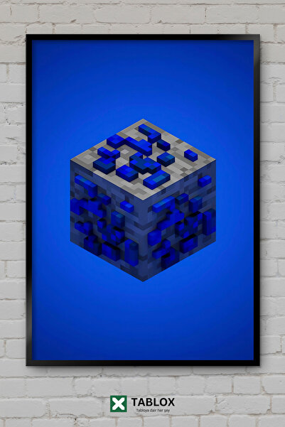 tablomaxtbx Kocka Ruda Plava Plava Rudnica Piksel Umetnost Minecraft Poster O...