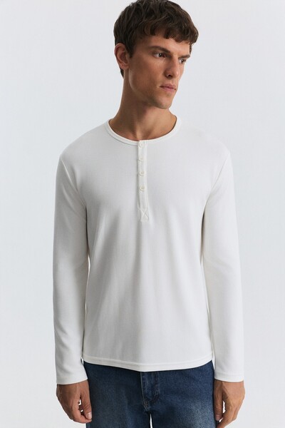 Antioch 100% Cotton Buttoned Collar Ribbed T-Shirt