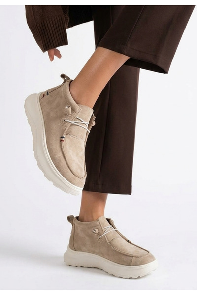 Zerenyus Raruxe Premium Beige Suede Lace-Up Women's Boots