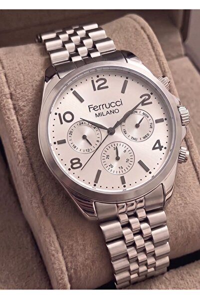 Ferrucci Men's Functional Metal Steel Cord Wristwatch with 2 Year Warranty