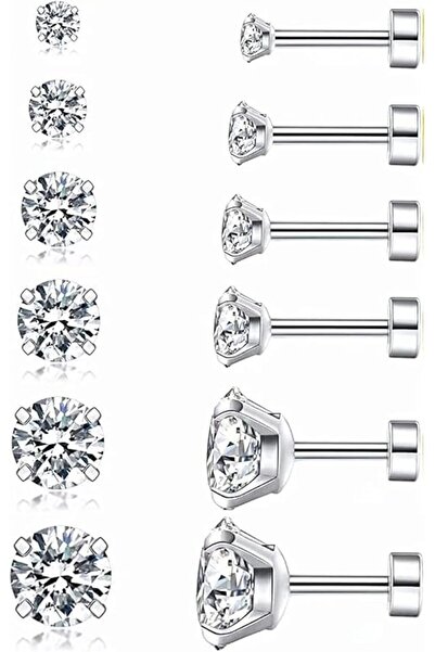 OriTi 6 Pairs Stud Earrings Set for Women, Hypoallergenic Cubic Zirconia 316L...