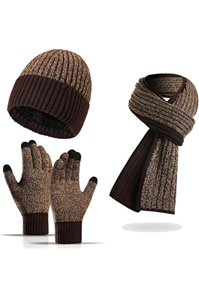 Generic Men's and Women's Winter Knit Hat Beanie Long Scarf Touch Screen Glov...