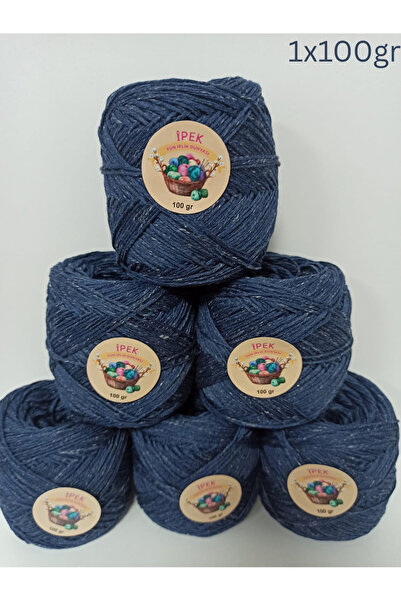 İPEK YÜN İPLİK DÜNYASI Bambu Koton Örgü İpi (Lacivert,Kırçıl/Melanj Doku) 100gr