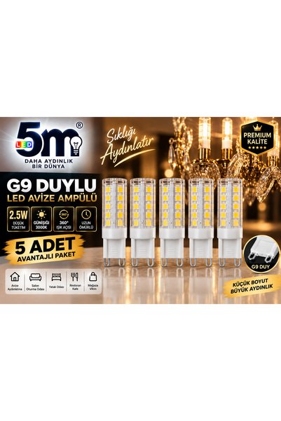 LED PAZARI G9 DUY AVİZE AMPÜLÜ 3000k GÜNIŞIĞI 2.5w