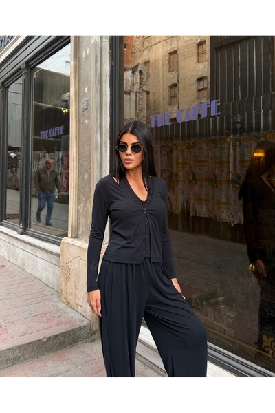 Cistern İstanbul Women's Cardigan Blouse Pants Three-Piece Set