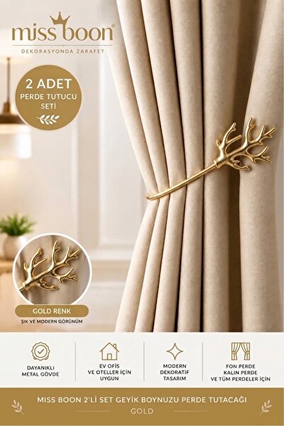 miss boon 2 li set geyik boynuzu baglama aksesuarı kornişe takılan kolay prat...