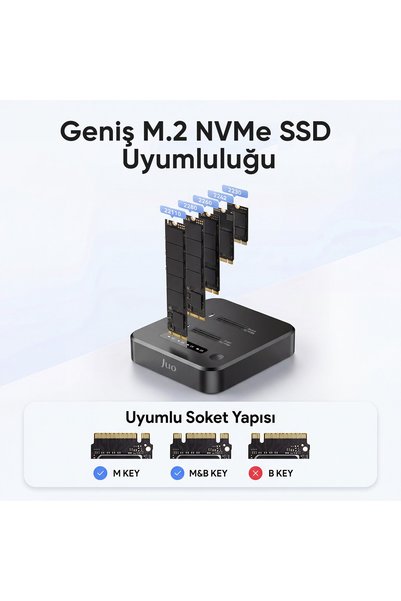 Juo Jhd38 Dual M.2 Nvme Ssd Offline Clone Docking Station 16Tb Type-C 10Gbps USB 3.2 Disk Station with Clone Function