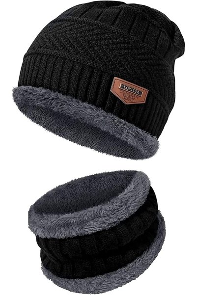 LinJie Winter Beanie Hat Scarf Set for Men and Women - Warm Knitted Beanie Wi...