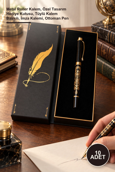 Yenilig 10 Ottoman Pen Boxes – Metal Roller Pen, Special Design Gift Box, Fea...