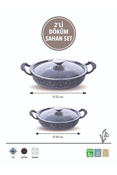 FMS D5013 Cast Granite 2-Piece 20-22 cm Sahan Set with Lid