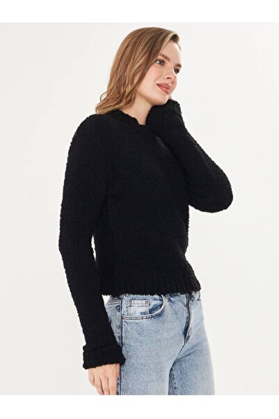 herkesemoda Kadın Yumuşak Peluş Dokulu Yarım Balıkçı Yaka Triko Kazak