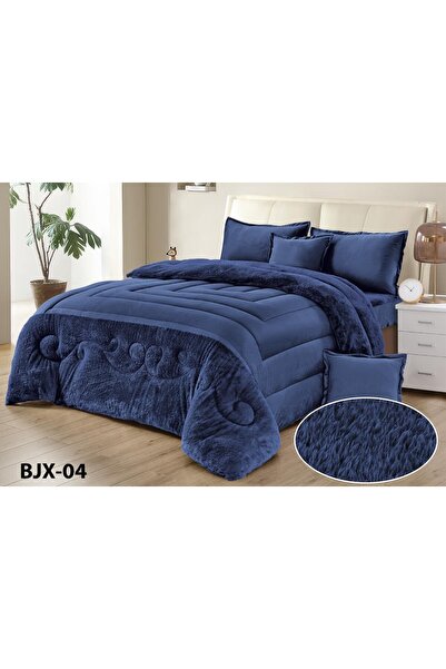 Moon Nefren Winter Plain Velvet Fur Bedspread 6 Pieces 230X250