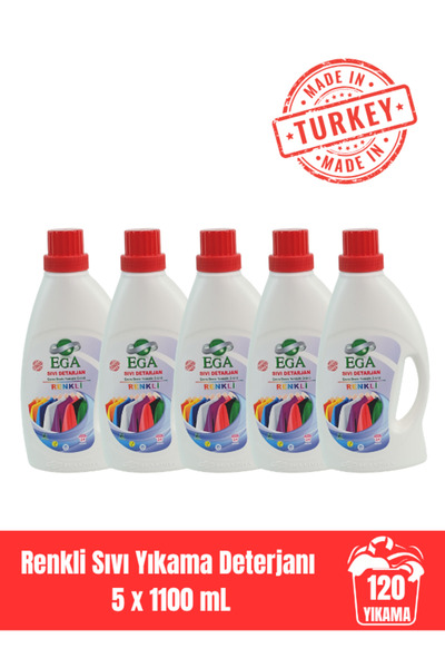 Ega Kimya Renkli Sıvı Yıkama Deterjanı 5x 1100 mL