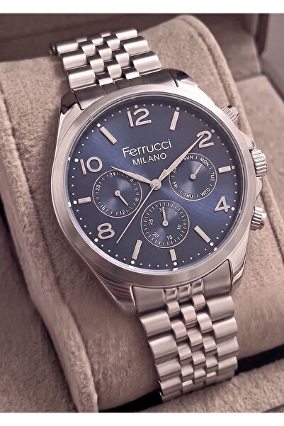 Ferrucci Men's Functional Metal Steel Cord Wristwatch with 2 Year Warranty