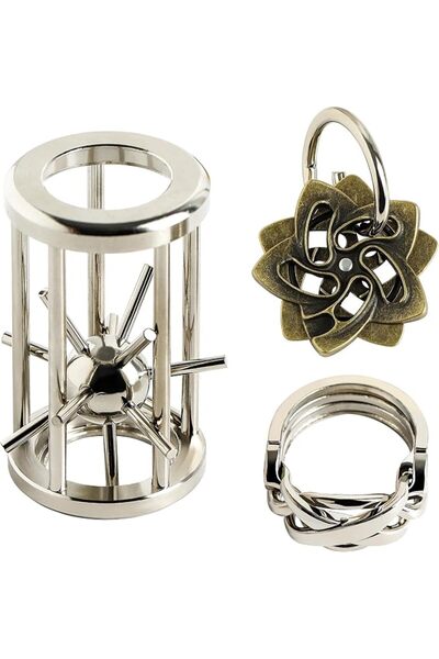 BlingCharm مجموعة ألغاز معدنية لتحدي العقل - 3 قطع من ألعاب الألغاز المتشابكة...