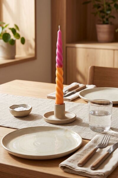Solana Home Living 2 Adet Renkli Burgulu Mum-18 cm