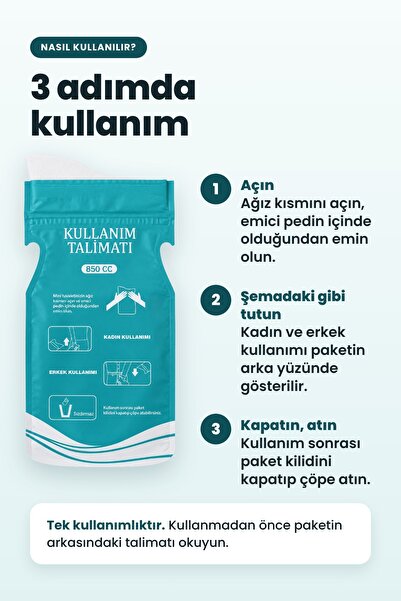 Laphrotech Beyond Compare Acil Durum Mini Tuvalet 850 cc 8'li Paket Tek Kullanımlık Sızdırmaz Emici Jelli Seyahat İdrar Torbası Araç İçi Trafik Kamp